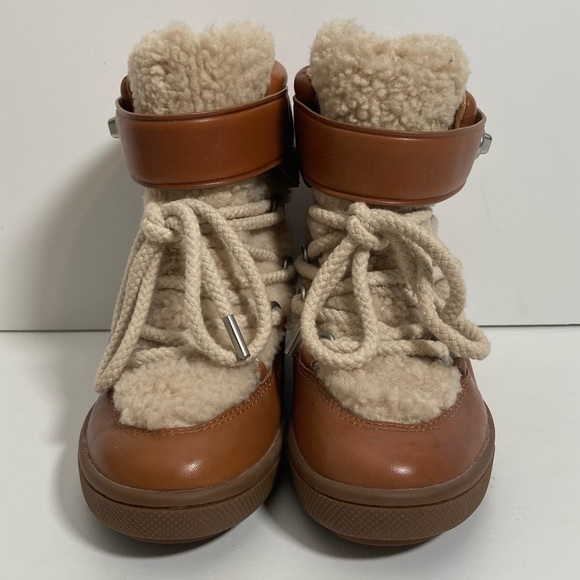 COACH Monroe Shearling Lace-Up Wedge Booties - Picture 5 of 12